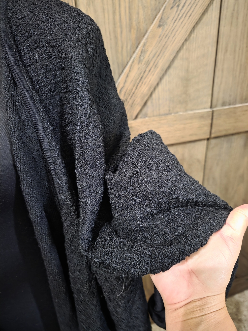 St. John Black Open-Front Draped Knit Cardigan - Picture 4 of 6